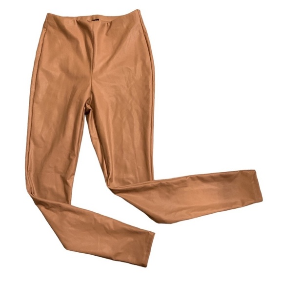 Brand New Without Tags Express Camel Faux Leather Leggings - Picture 1 of 3